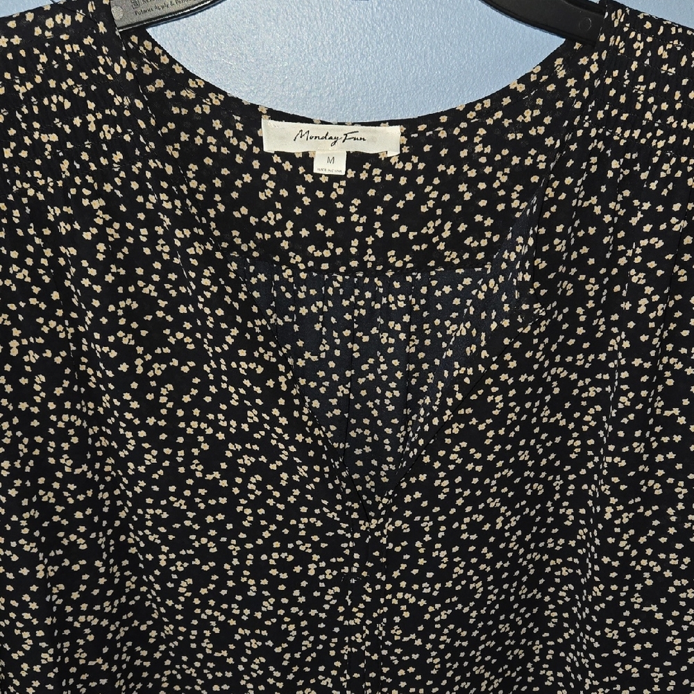 Monday Fun Women's Floral Blouse - Black and Cream